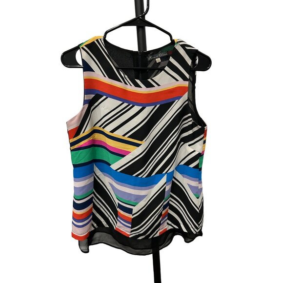 Rose & Olive Sleeveless Multicolor Striped Blouse S - Picture 1 of 9
